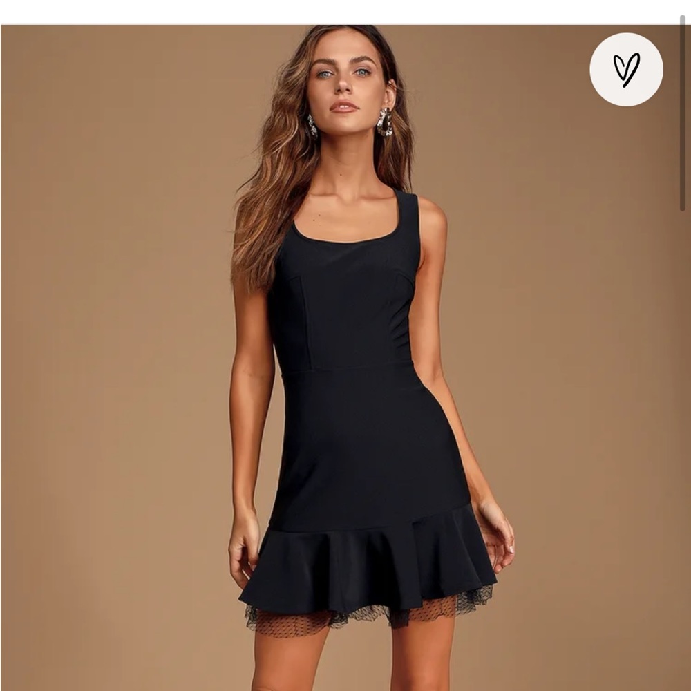 Lulu’s Looking Fabulous Black Mini Bodycon with Ruffle